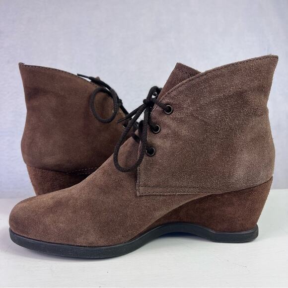 The Flexx Boots Womens 7.5 Brown Suede Leather Wedge Lace Up - Picture 7 of 12